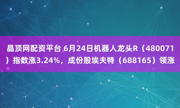 晶顶网配资平台 6月24日机器人龙头R（480071）指数涨3.24%，成份股埃夫特（688165）领涨