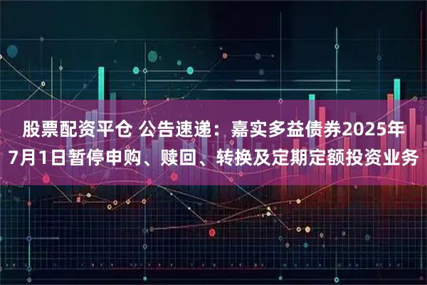 股票配资平仓 公告速递：嘉实多益债券2025年7月1日暂停申购、赎回、转换及定期定额投资业务